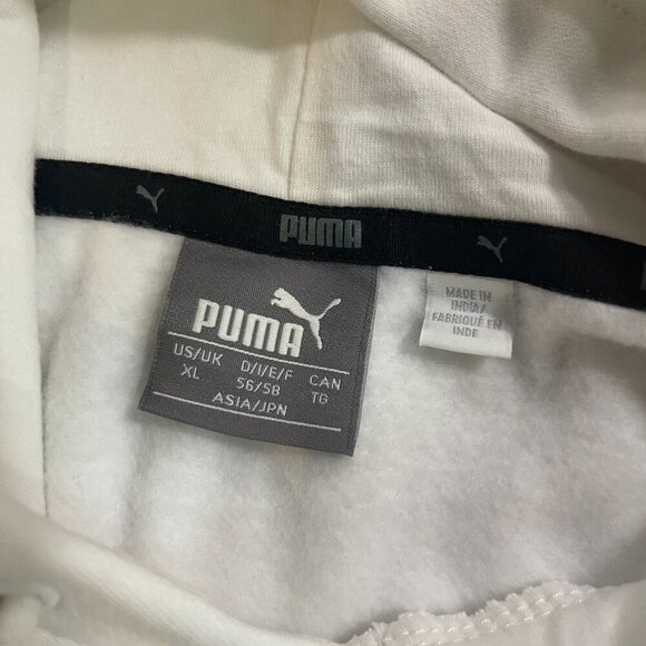 Puma. White hooded sweatshirt. Size XL. With design logo. Made in India. - Picture 7 of 9